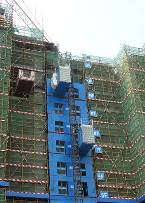 Rack And Pinion Construction Site Hoist Yellow Color SC300 With LED Lighting