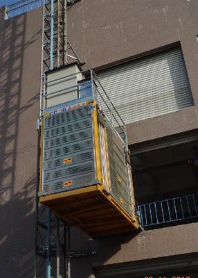 3 Doors Passenger And Material Hoist Yellow Color With Q345B Steel Material