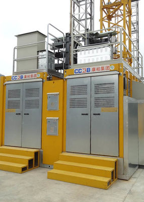 VFD Yellow Rack And Pinion Hoist Engine Power 2x15Kw For Construction Man / Materials