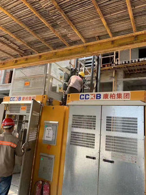 Passenger and Material Hoist Equipped Deceleration Device made by Robots and Tool Fixtures Ensuring and Safe Material Handling